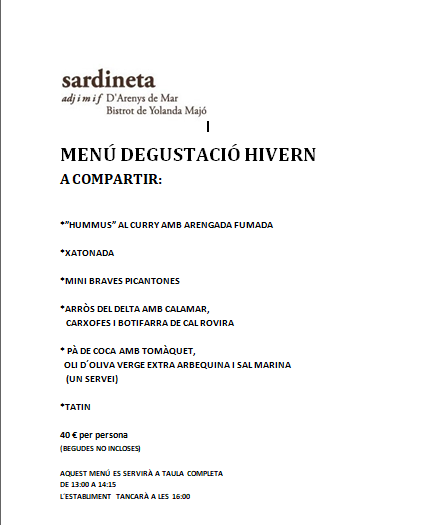 Menu Sardineta Bistrot De Yolanda Majó-2