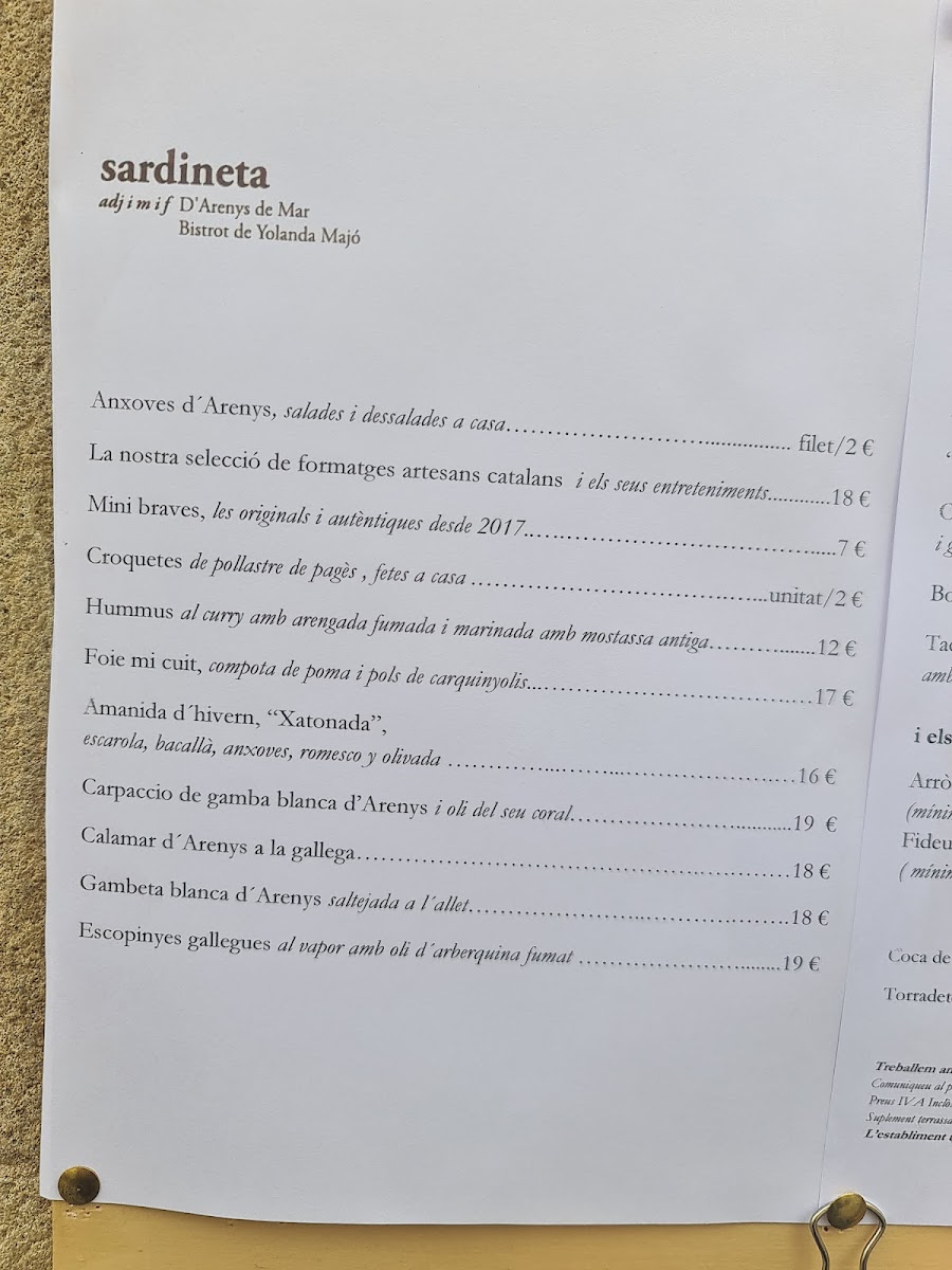 Menu Sardineta Bistrot De Yolanda Majó-8