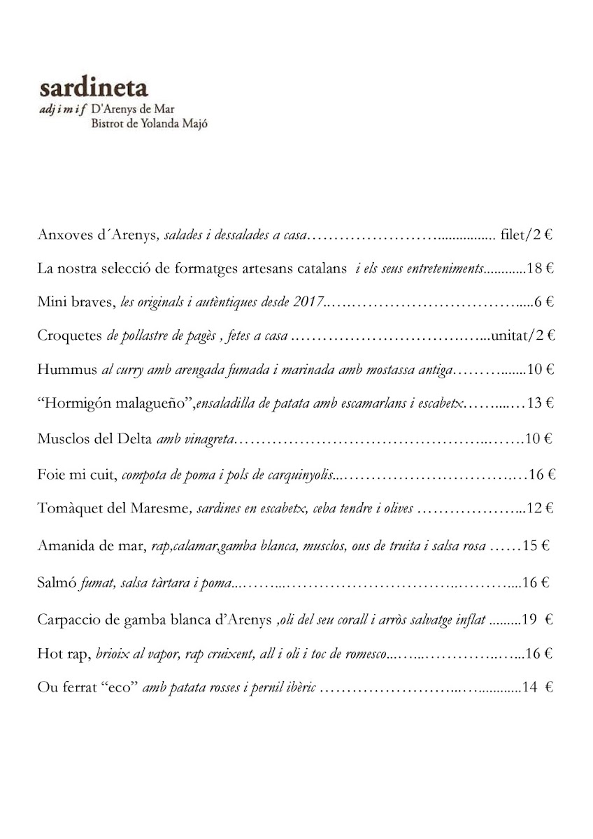 Menu Sardineta Bistrot De Yolanda Majó-9